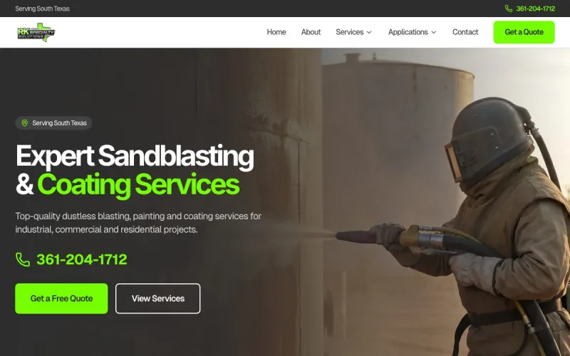 A sandblasting and coatings website we built